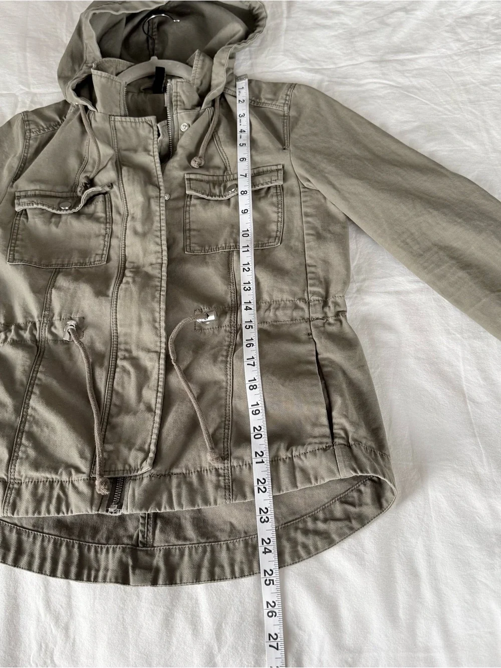 H&M Olive Green Utility Jacket with Drawstring Waist